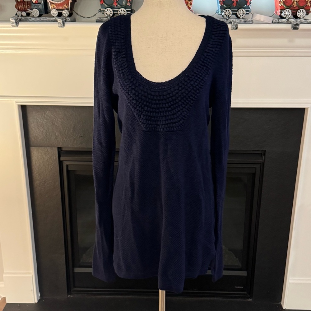 Lilly Pulitzer Navy Textured Knit Scoop Neck Sweater – Women’s Large